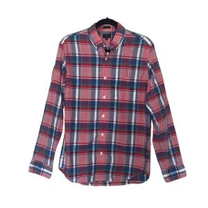 J. CREW FACTORY | Slim Fit Plaid Button Up Collared Shirt Long Sleeve Red